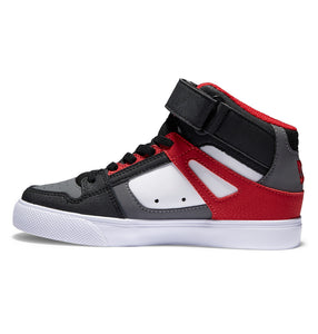 DC Shoes Kid's Pure High Elastic Lace High-Top Shoes White\Grey\Red (WYR)