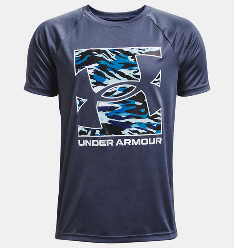 Under Armour Tech Box Logo Boys T-Shirt Blue